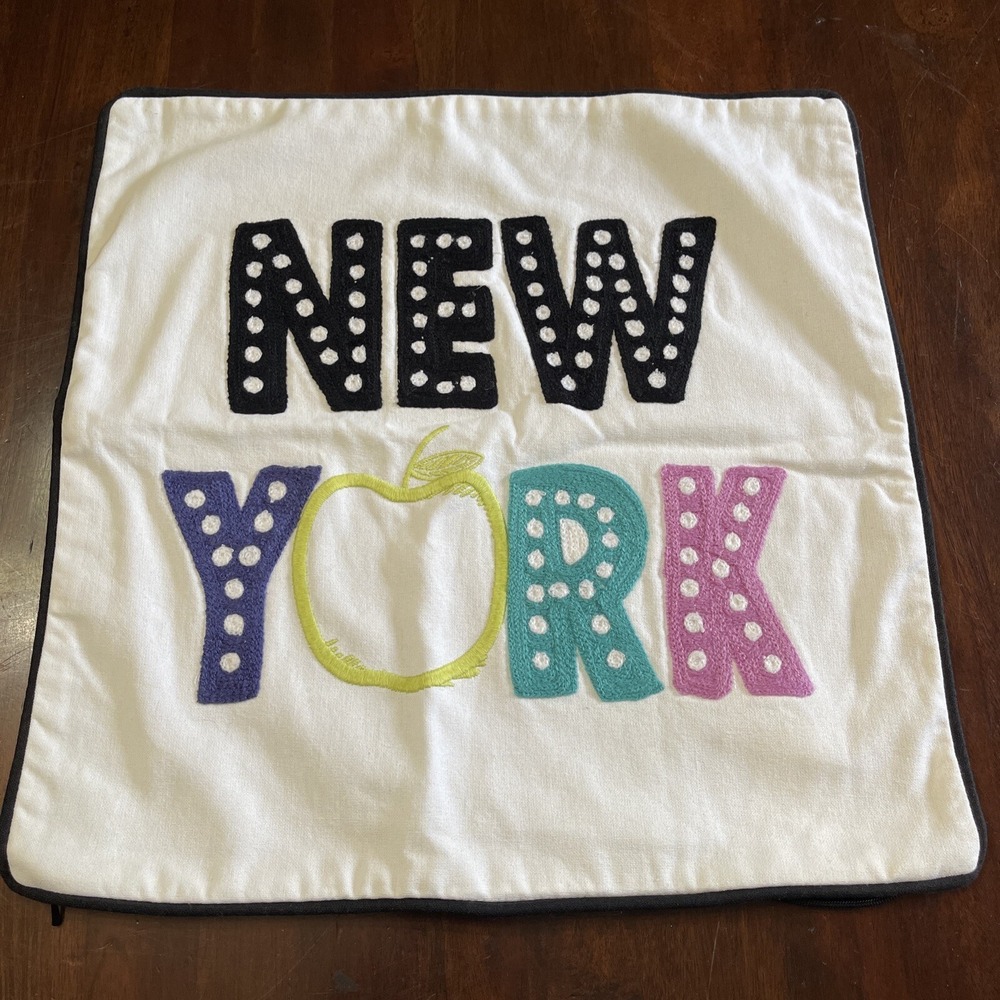 Pottery Barn Throw Pillow Cover New York City‎ 16" Square Teen Kids Big Apple
